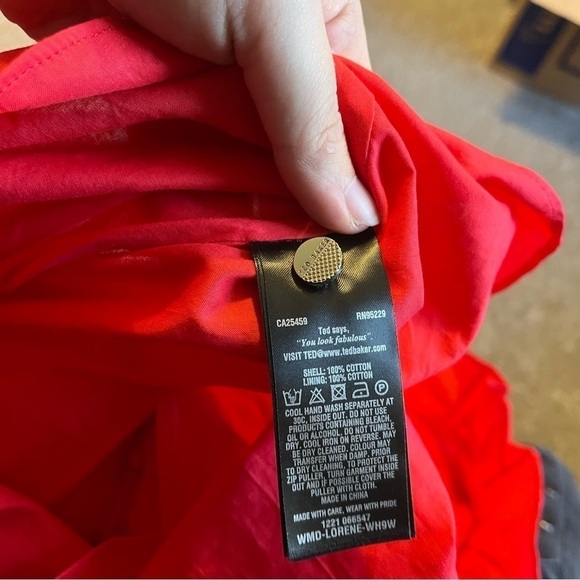 Ted Baker London Lorene Halter Neck Dress Red 100% Cotton Size 3 C - Picture 9 of 10